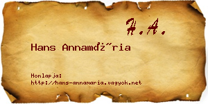 Hans Annamária névjegykártya